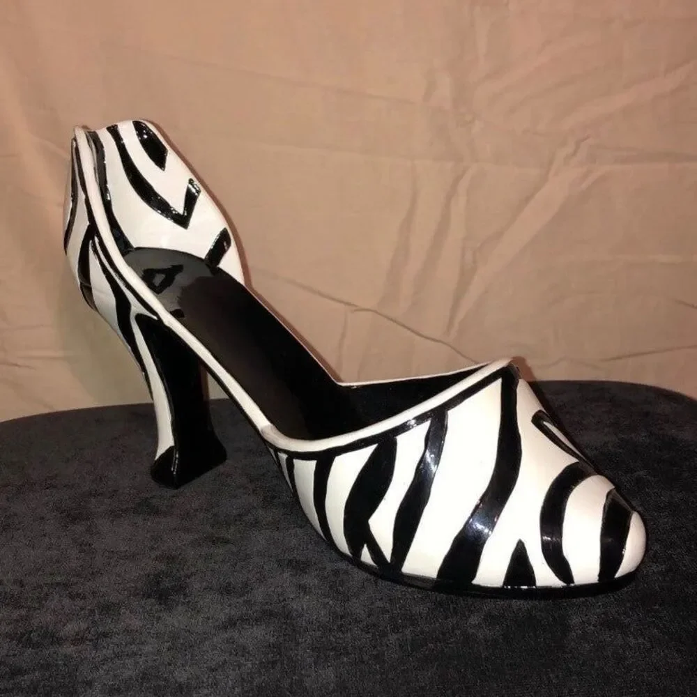 Wine Bottle Holder Ceramic Zebra High Heel Shoe